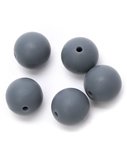 Siliconen kralen 12mm donker grijs 5st.