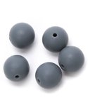 Siliconen kralen 15mm donker grijs 5st.