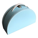 28cm koffertje half rond baby blauw