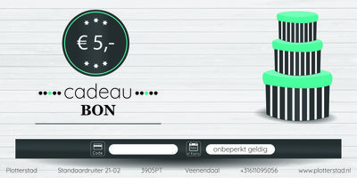 Cadeaubon op hout € 5,-