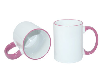 Sublimatie mok wit met roze randje/oor