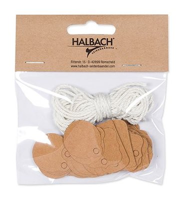 Mini paper tags kraft met koord 48st.