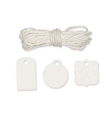 Mini paper tags wit met koord 48st.
